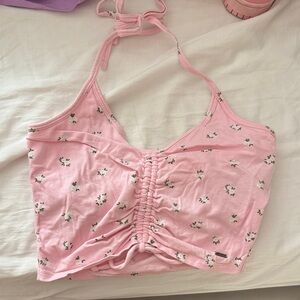Hollister Pink Floral Crop Top
